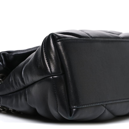 Saint Laurent Lambskin Quilted Small Loulou Puffer Monogram Chain Satchel Black 9 of 10