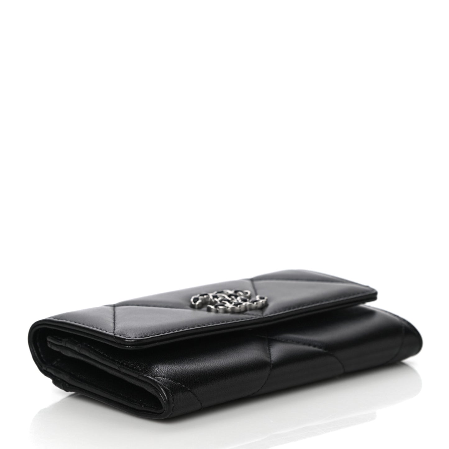Lambskin Quilted Chanel 19 Flap Wallet Black