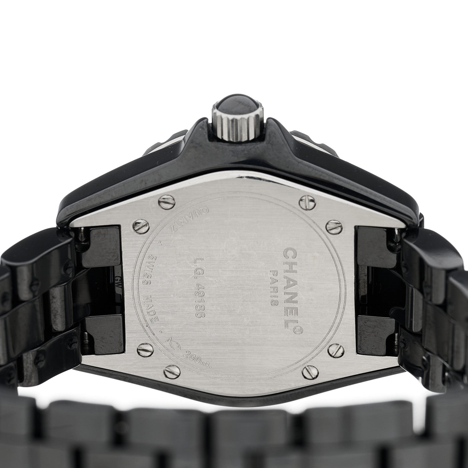 Chanel Stainless Steel Ceramic Diamond 33mm J12 Quartz Watch Black 3 of 4