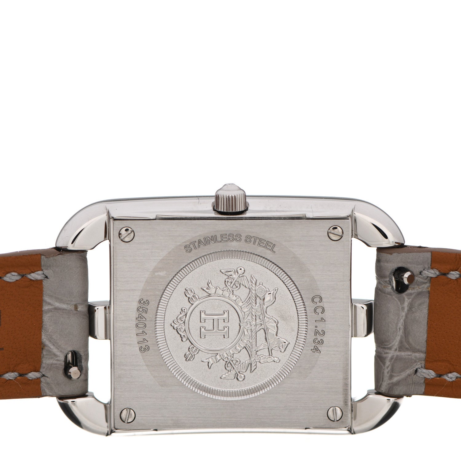 Hermes Stainless Steel Alligator Diamond Bezel Grey Sapphire Mother of Pearl 23mm Cape Cod Quartz Watch Gris Perle 4 of 5