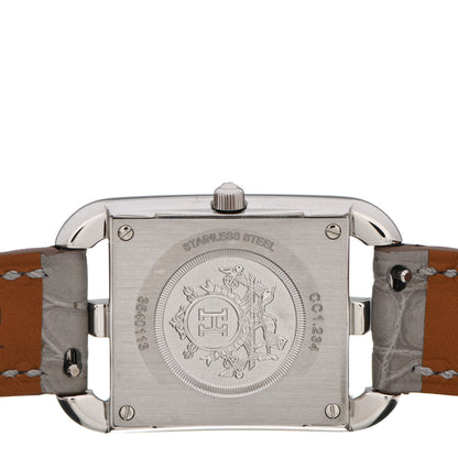 Hermes Stainless Steel Alligator Diamond Bezel Grey Sapphire Mother of Pearl 23mm Cape Cod Quartz Watch Gris Perle 4 of 5