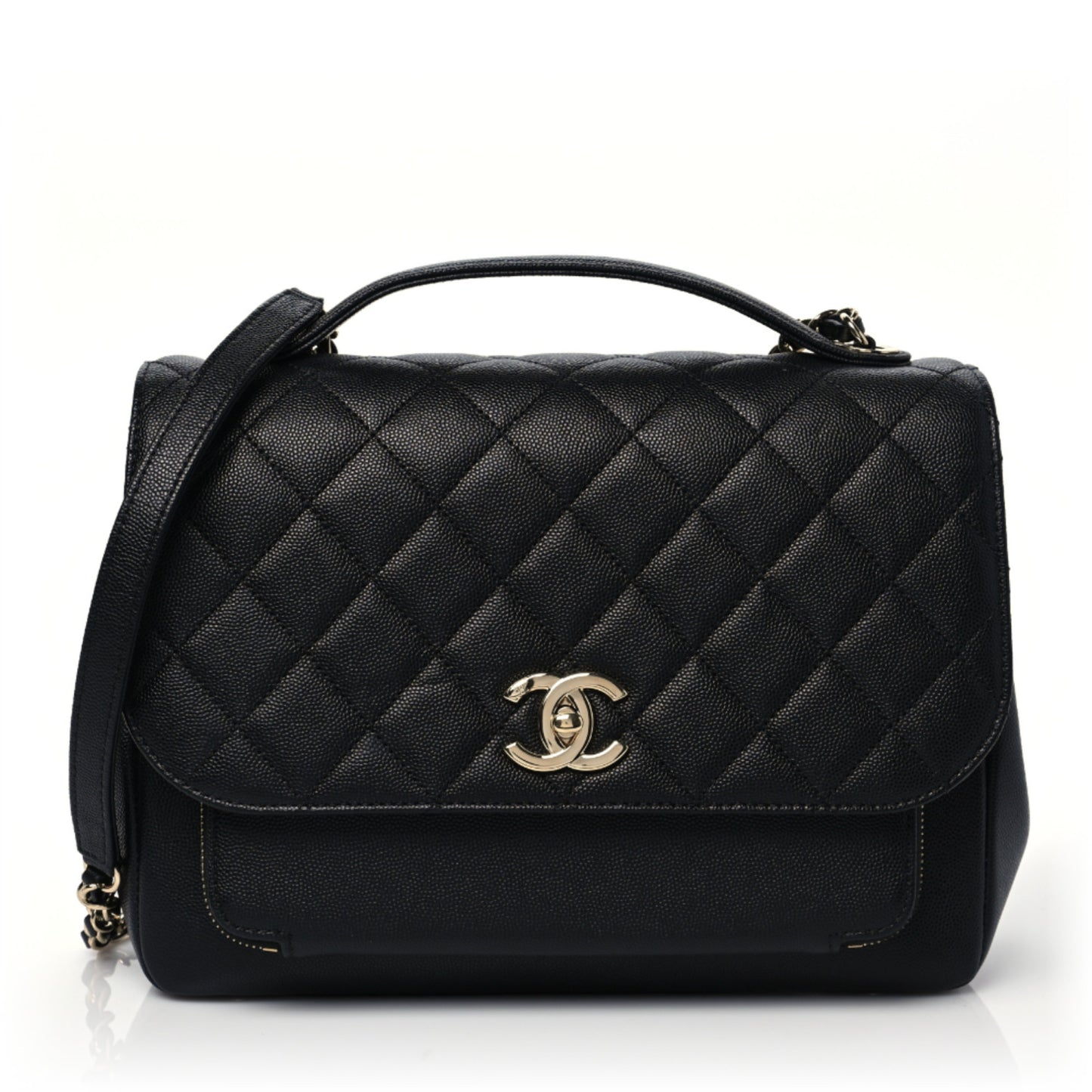 Caviar Quilted Large Business Affinity Flap Black