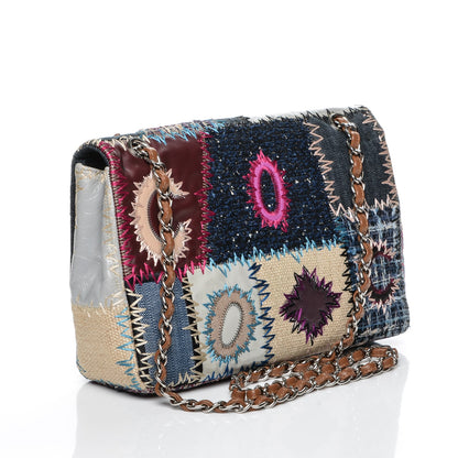 Chanel Denim Tweed Patchwork Jumbo Single Flap Multicolor 3 of 7