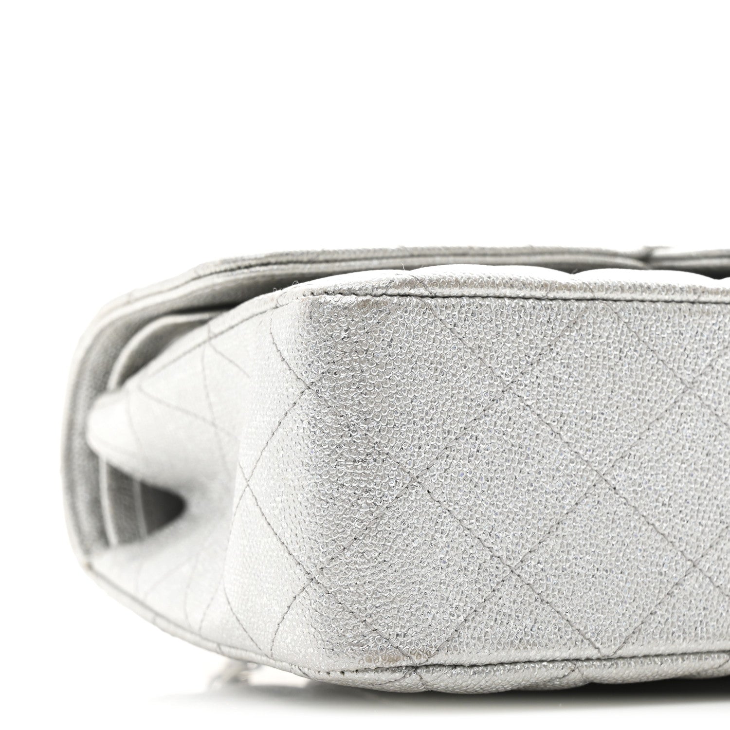 Chanel Glittered Metallic Caviar Quilted Medium Double Flap Silver 9 of 10