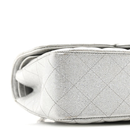 Chanel Glittered Metallic Caviar Quilted Medium Double Flap Silver 9 of 10