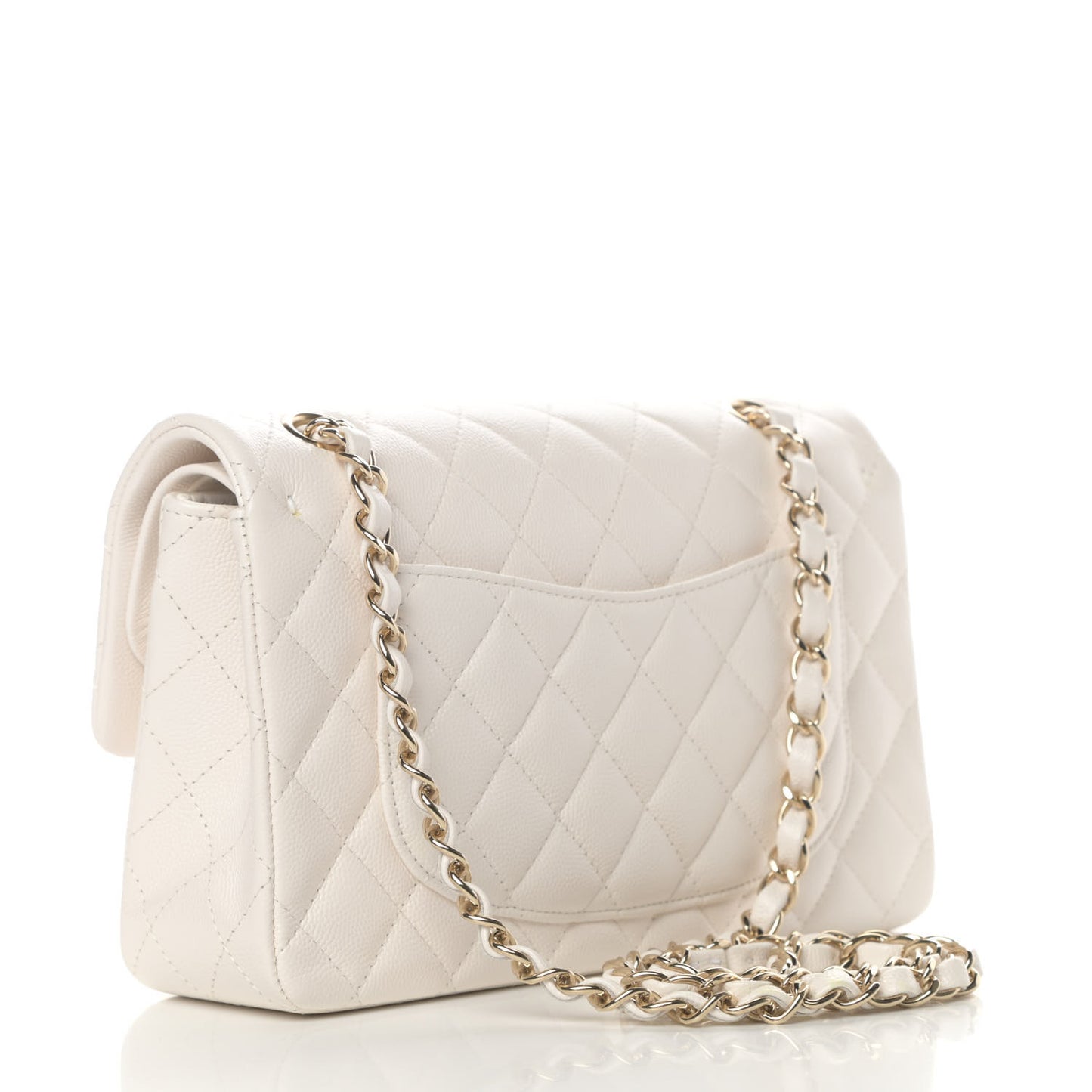 Caviar Quilted Small Double Flap White