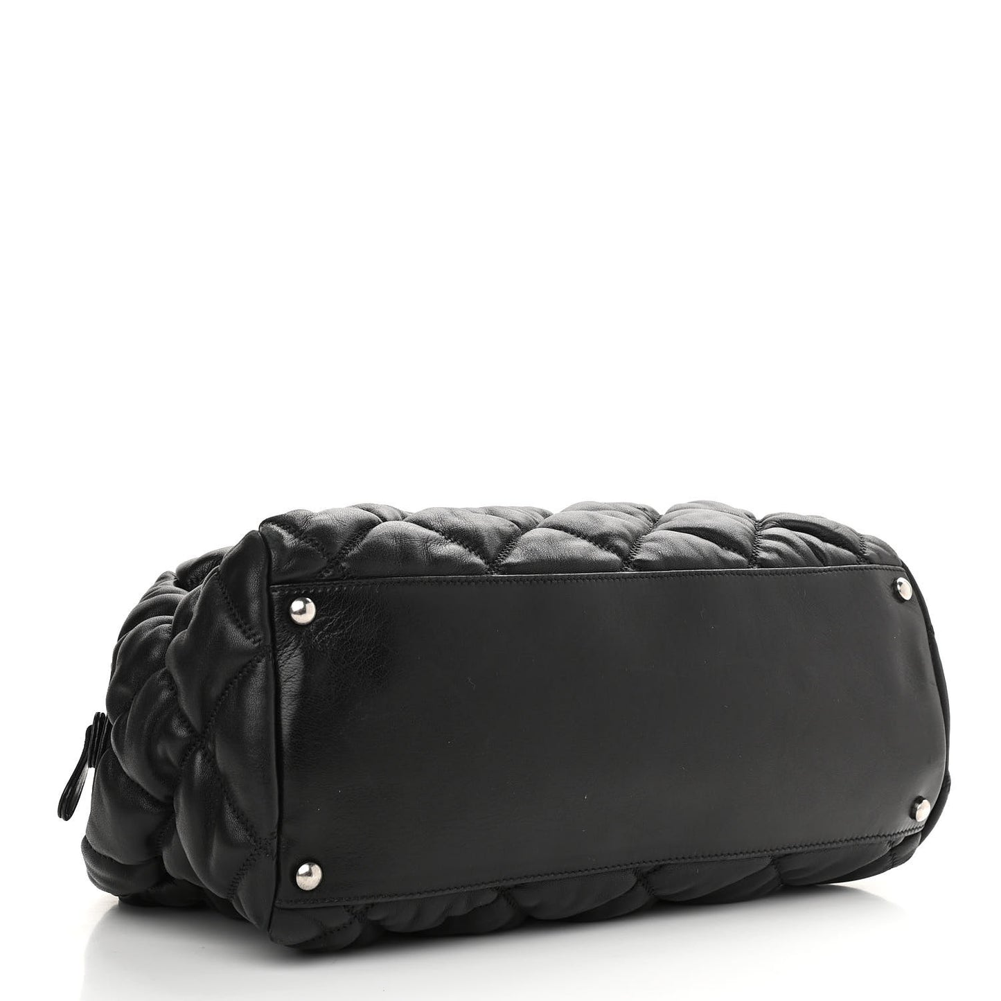 Calfskin Bubble Quilt Bowler Black