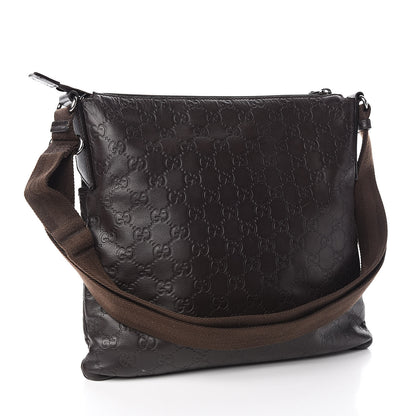 Gucci Guccissima Crossbody Messenger Bag Dark Brown 3 of 13