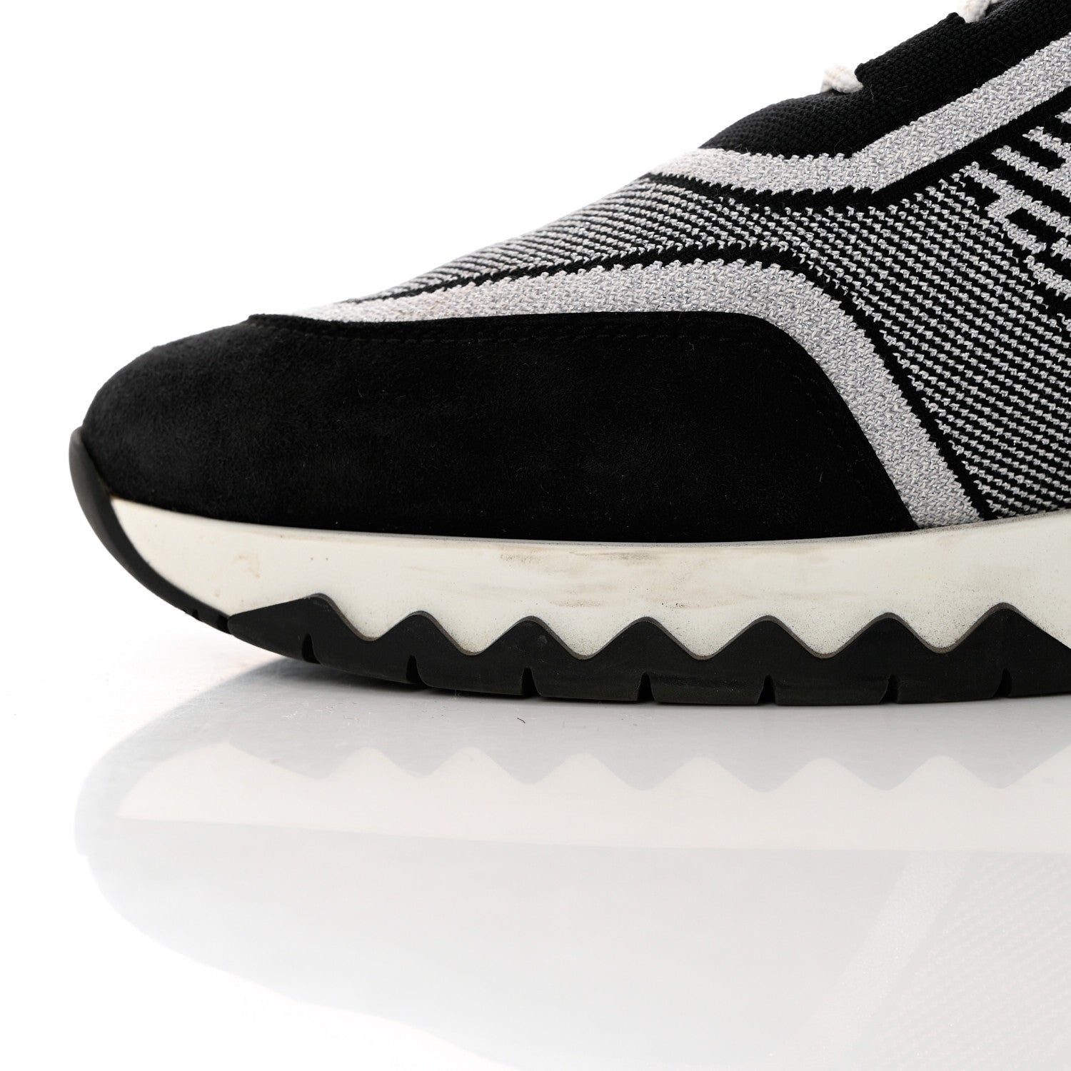 Hermes Knit Bi-Color Womens Addict Sneakers 40 Black White 10 of 11