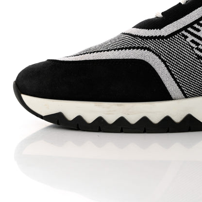 Hermes Knit Bi-Color Womens Addict Sneakers 40 Black White 10 of 11