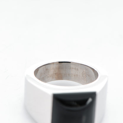 Cartier 18K White Gold Black Onyx Tank Ring 54 6.75 4 of 5