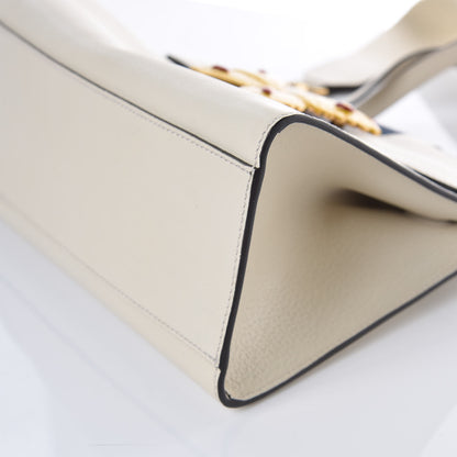 Gucci Grained Calfskin Web Stripe Butterfly Medium Totem Top Handle Bag White 12 of 13