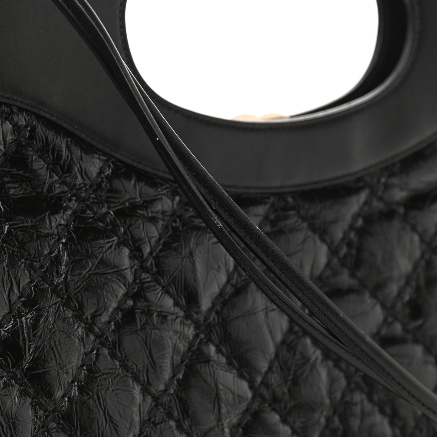 Crumpled Calfskin Quilted 31 Large Shopping Bag Black