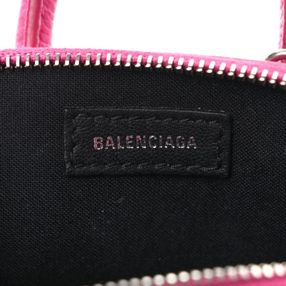 Balenciaga Grained Calfskin Logo Mini Ville Top Handle Bag Fuchsia White 6 of 10