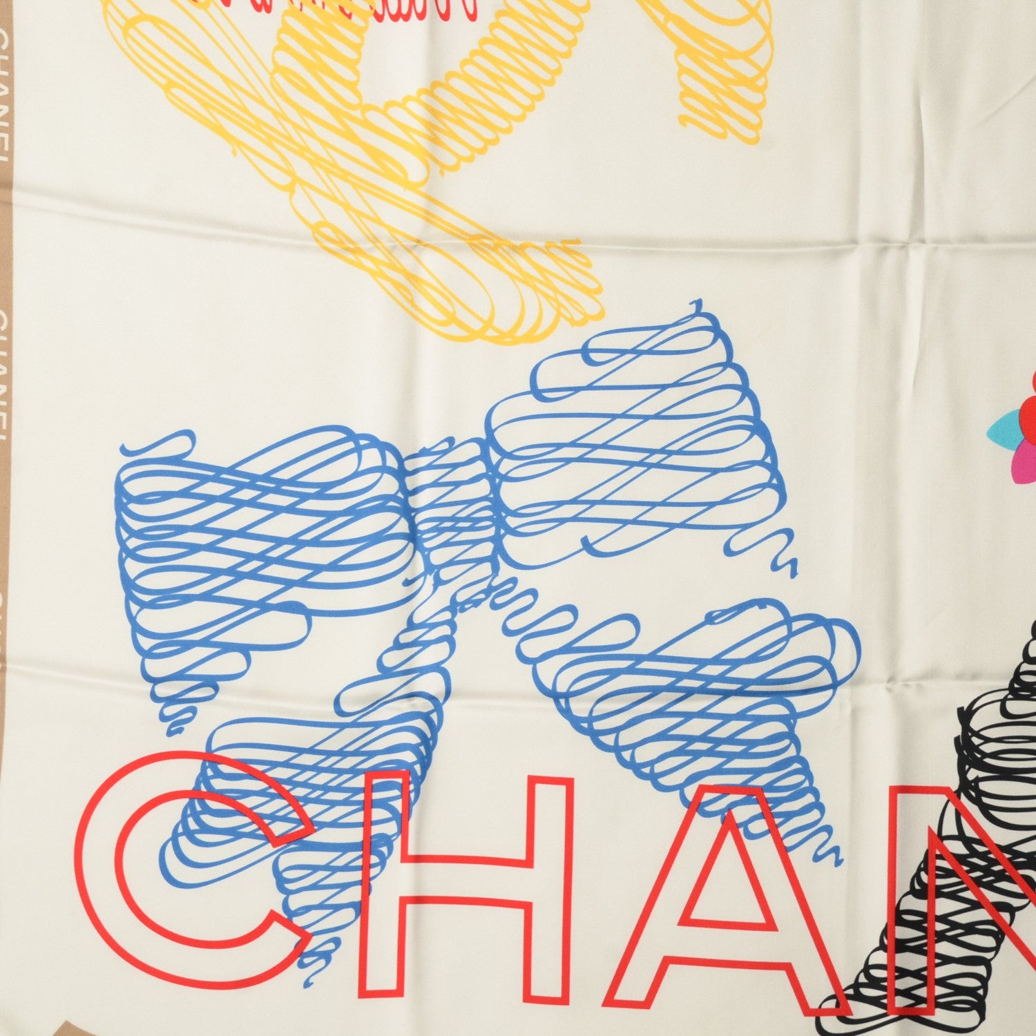 Chanel Silk Paris Square Scarf White 1 of 6