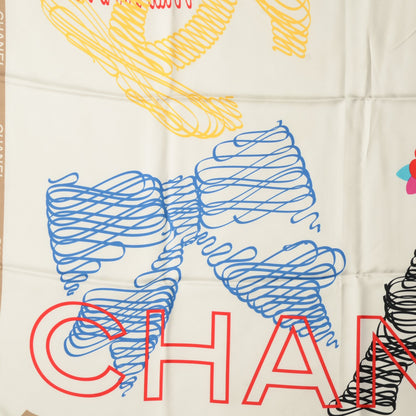 Chanel Silk Paris Square Scarf White 1 of 6