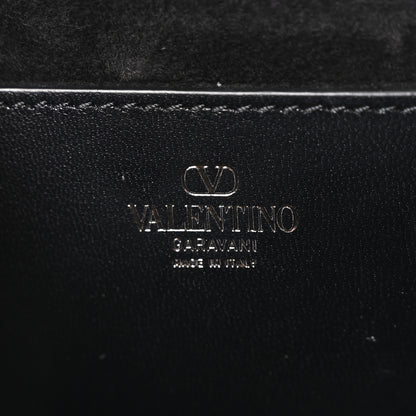 Valentino Garavani Calfskin Floral Embroidered Monochrome Vlogo Small Loco Shoulder Bag Black 11 of 17