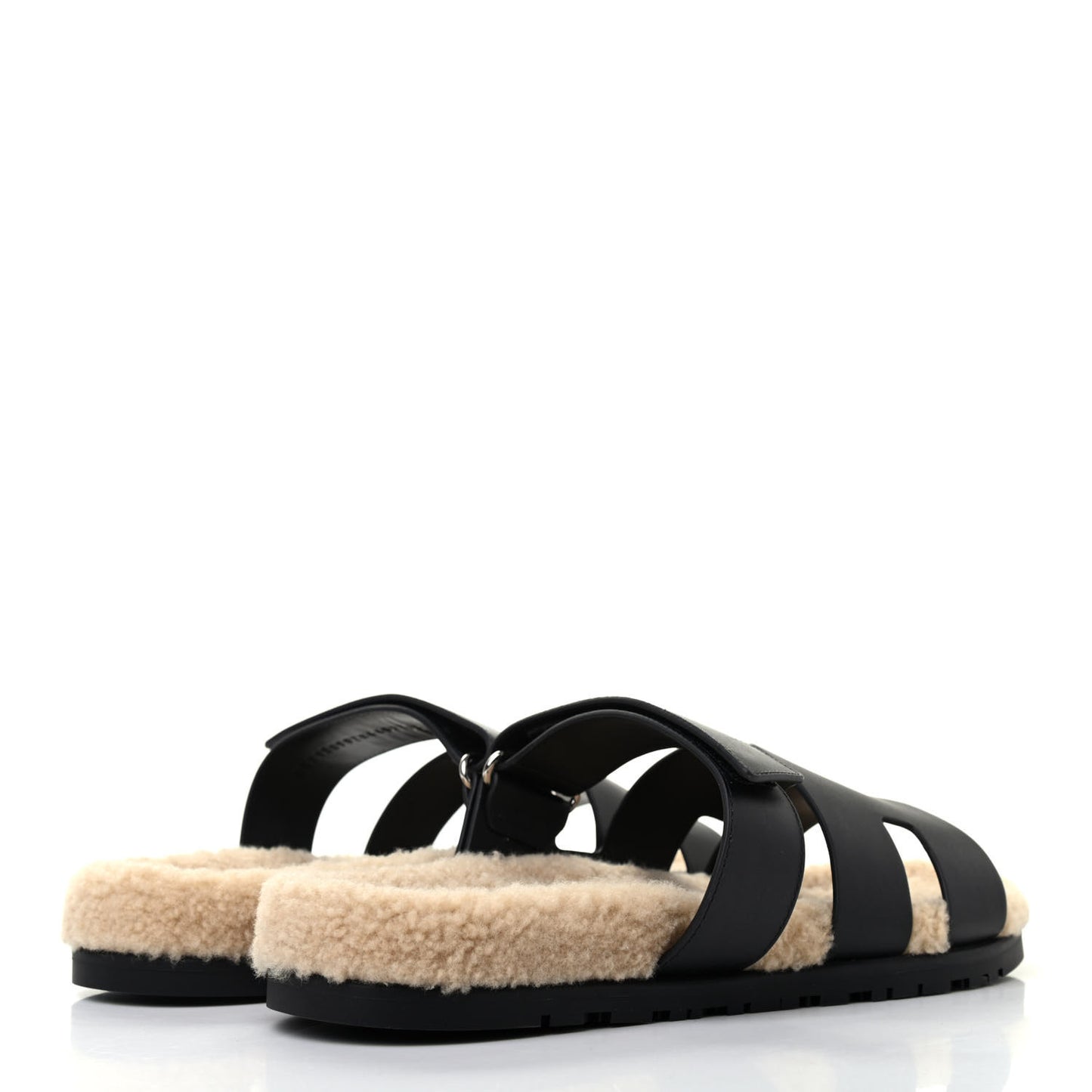 Veau Indios Woolskin Mens Chypre Sandals 44 Black Ecru