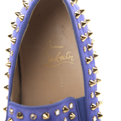 Christian Louboutin Veau Velours Spikes Roller Boat Flat 37 Purple 6 of 13