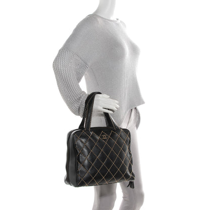 Chanel Leather Contrast Stitch Surpique Bowler Black 2 of 9