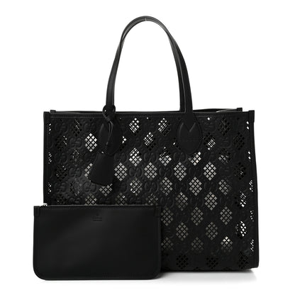 Gucci Calfskin GG Monogram Diamond Cut Medium Ophidia Tote Bag Black 3 of 11