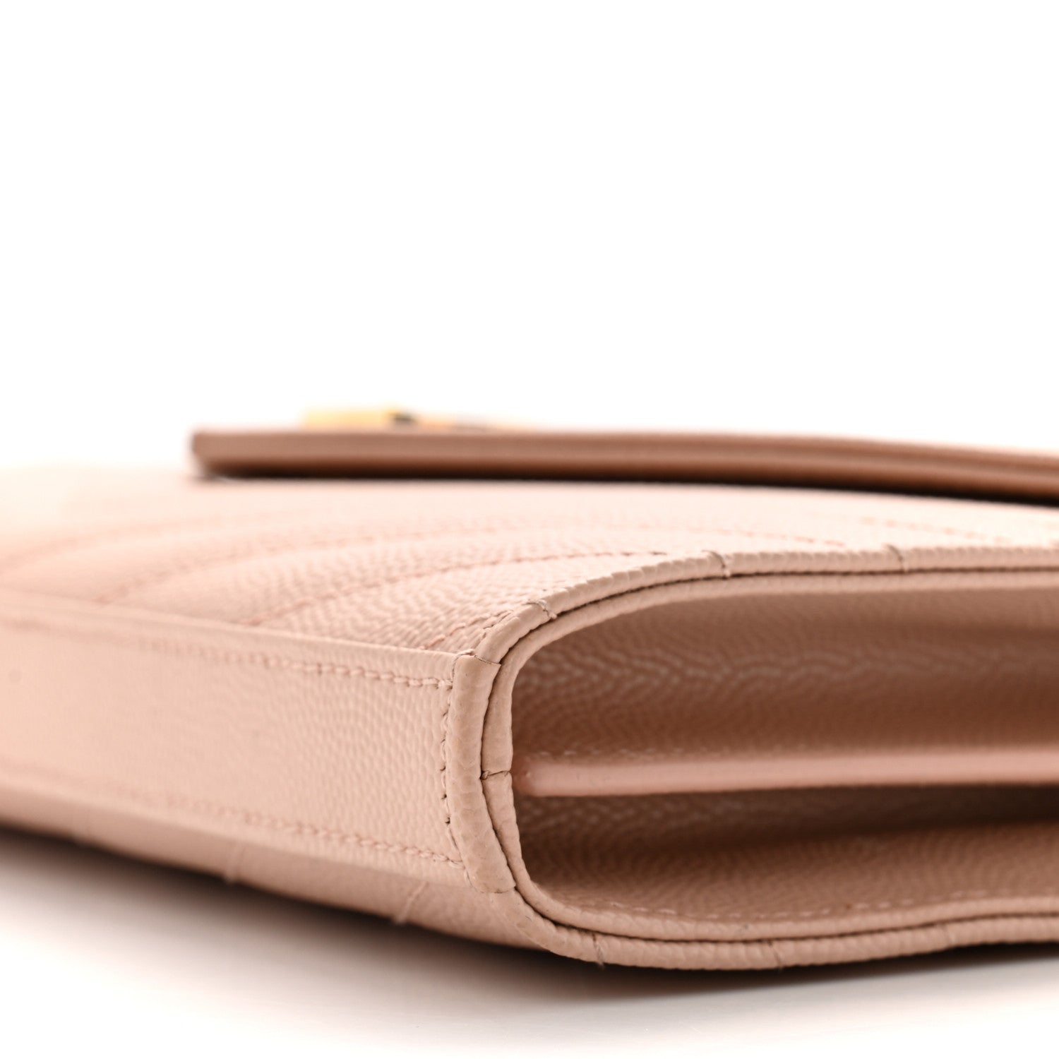 Saint Laurent Grain De Poudre Matelasse Chevron Monogram Chain Wallet Pale Pink 12 of 16