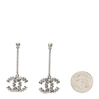 Chanel Baguette Crystal CC Drop Earrings Silver 2 of 4