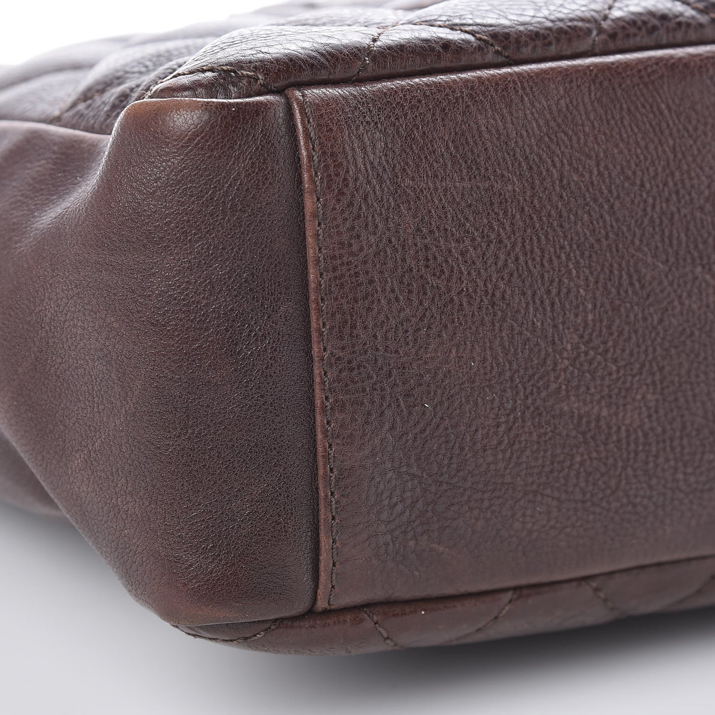 Calfskin Quilted Petit Shopping Tote PST Brown