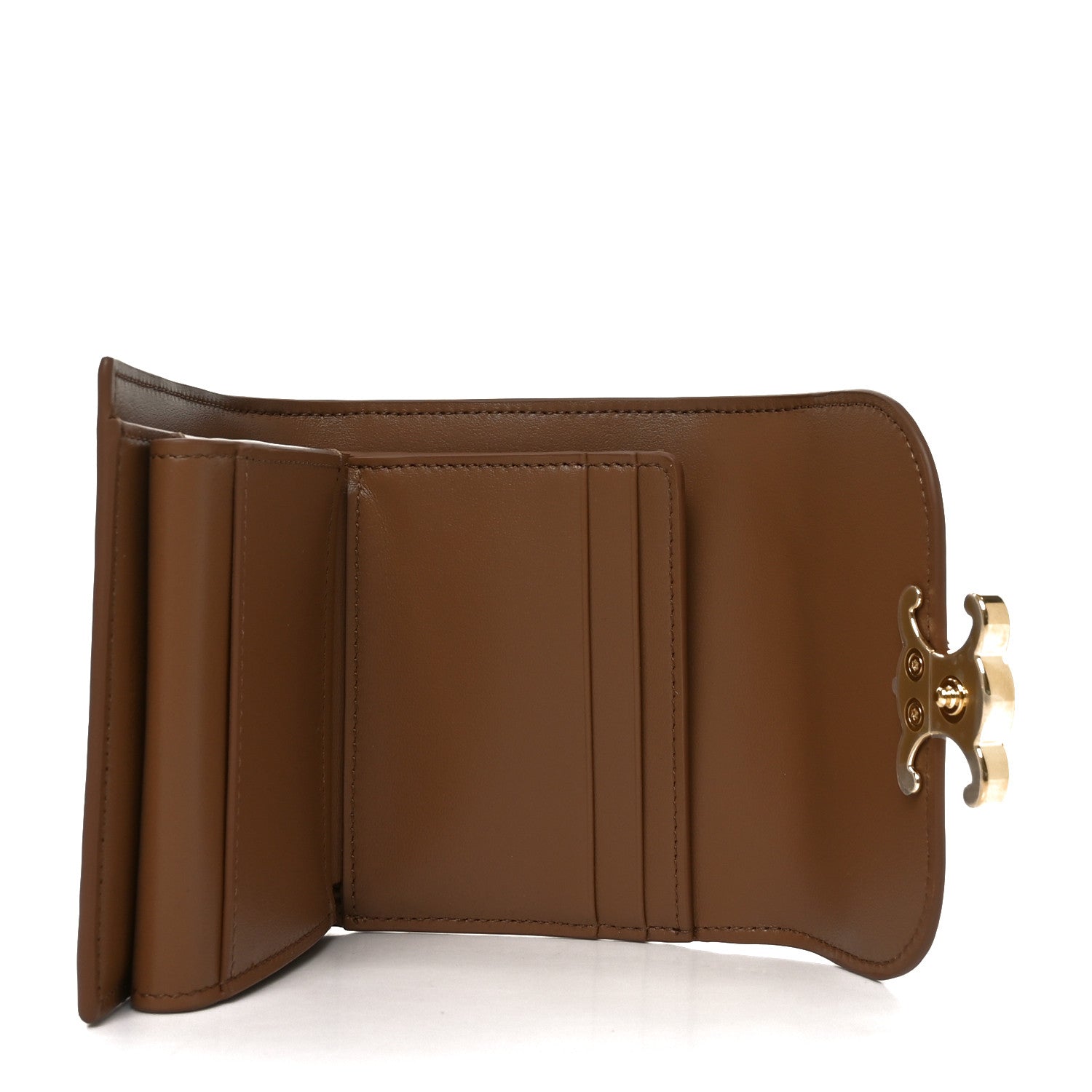 CELINE ブラウンレザーケース Celine Shiny Calfskin Small Triomphe Wallet Pebble 1804729