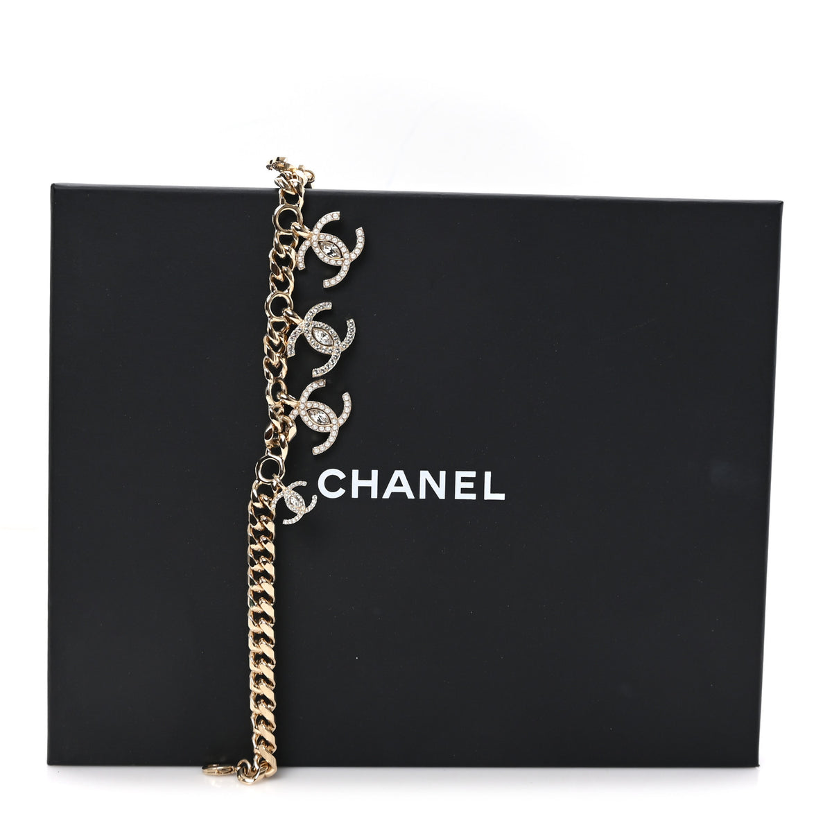 Pearl Crystal CC Choker Charms Necklace Gold White