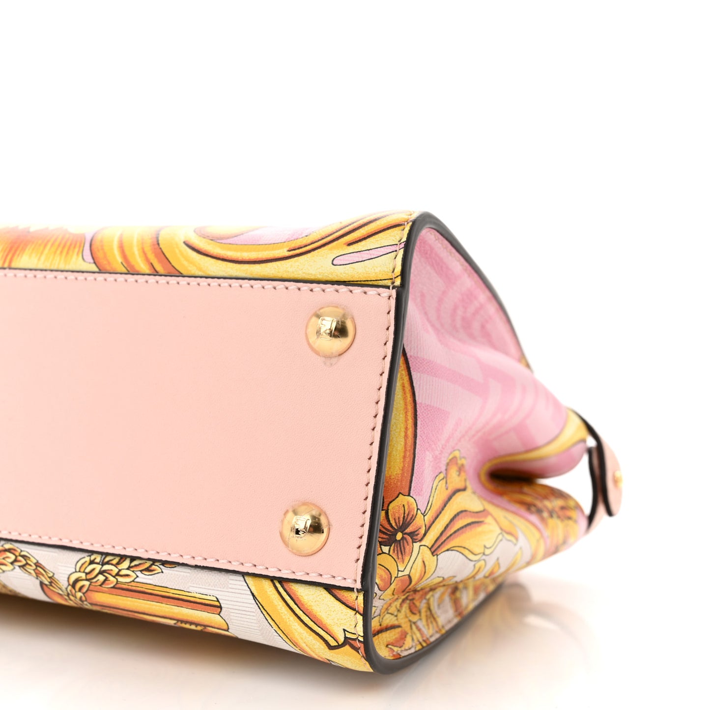 X VERSACE Vitello Seta Nappa Fendace FF Baroque Mini Peekaboo Iconic Satchel Pink Gold