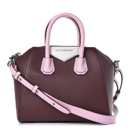 Givenchy Sugar Goatskin Mini Tri-Color Antigona Burgundy Pink White 1 of 11