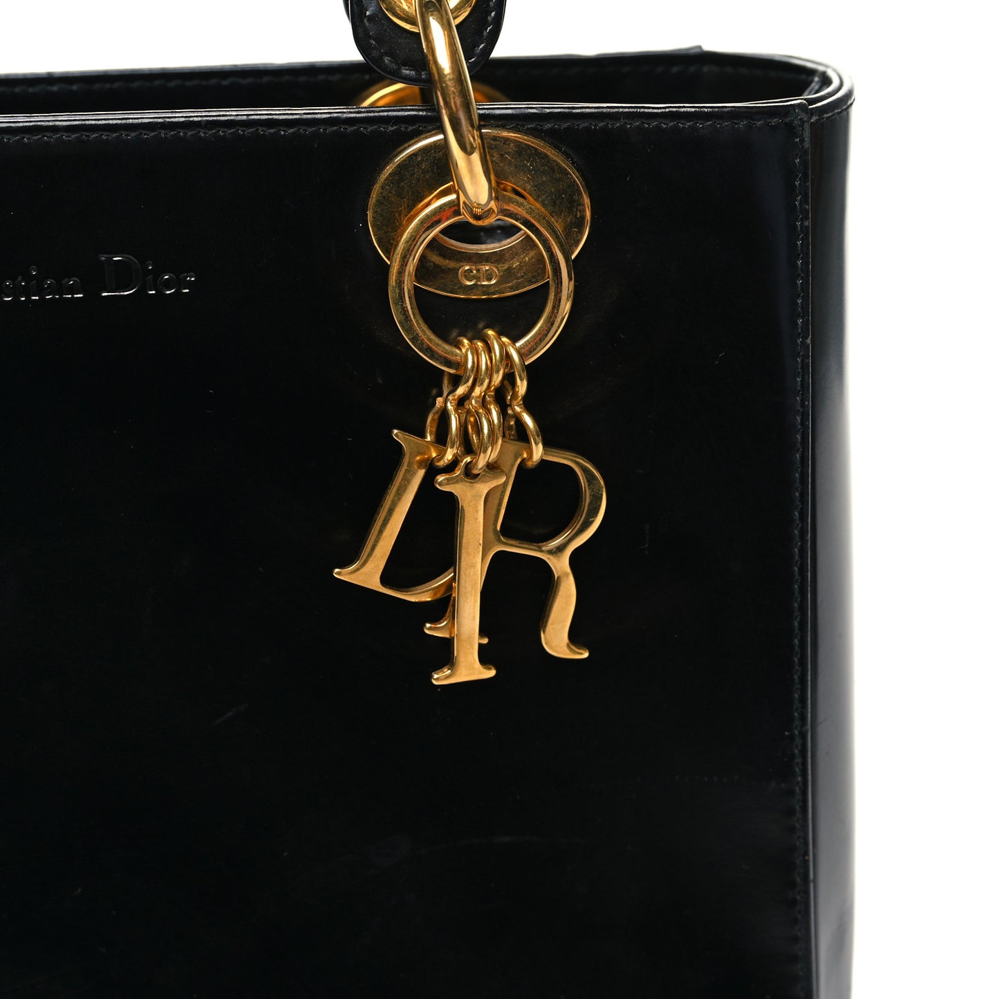 Glazed Calfskin Medium Lady Dior Black