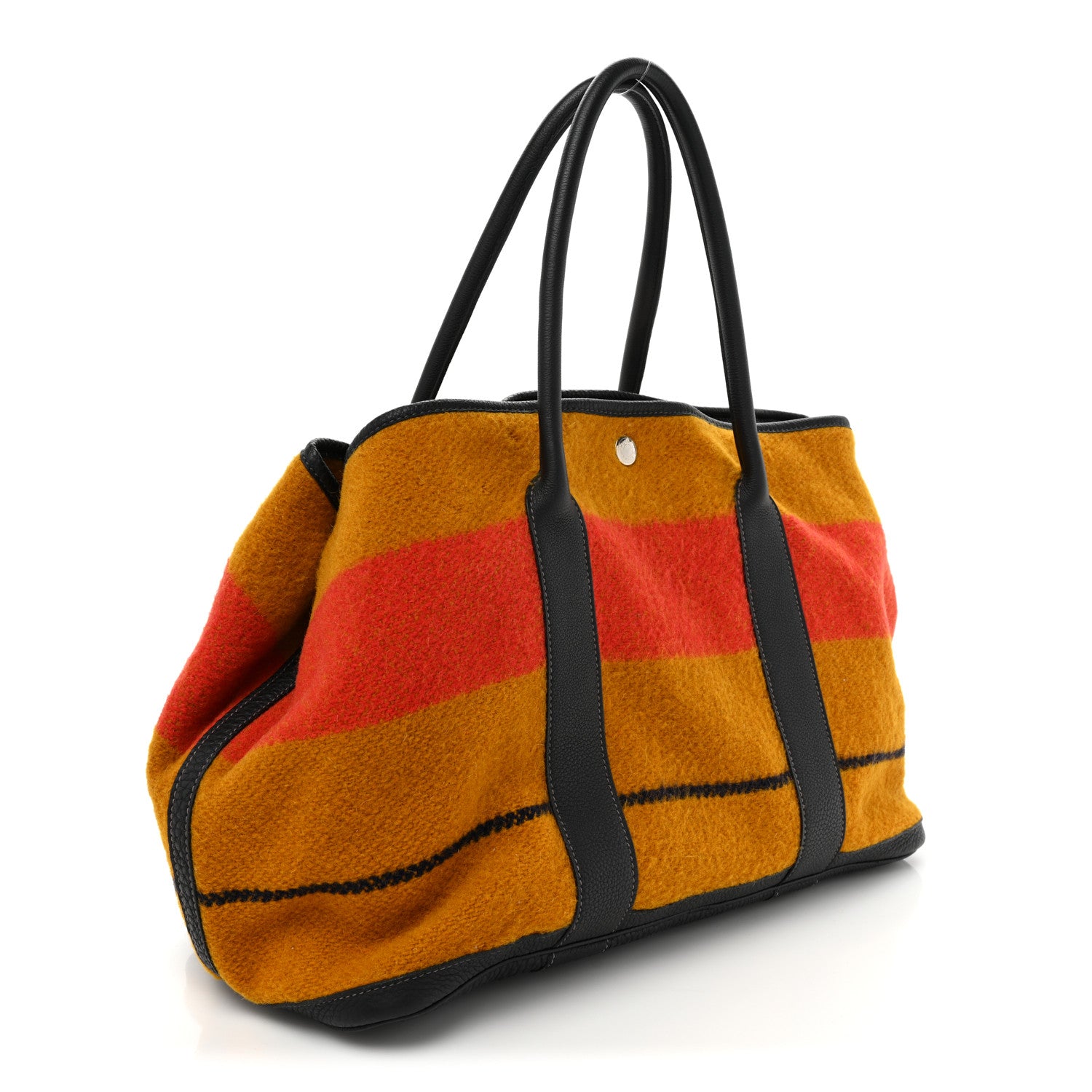 Hermes Wool Rocabar Garden Party Tote 36 MM Orange Black 3 of 13
