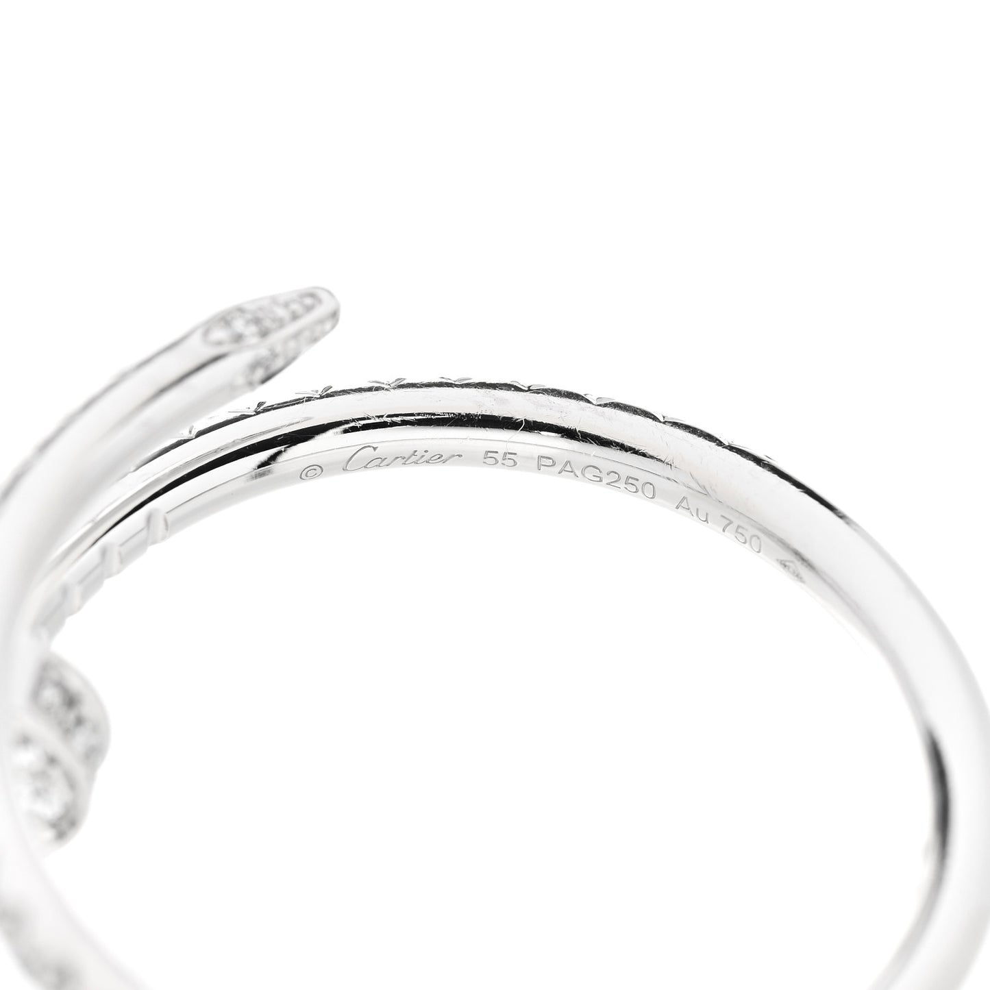 18K White Gold Diamond Juste Un Clou Paved Ring 55 7.25