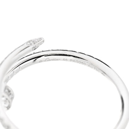 Cartier 18K White Gold Diamond Juste Un Clou Paved Ring 55 7.25 4 of 5
