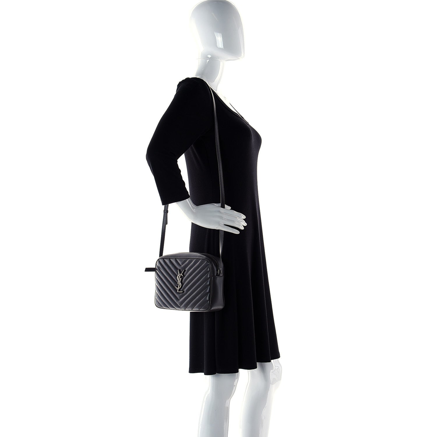 Saint Laurent Calfskin Matelasse Monogram Lou Camera Bag Asphalt 2 of 13