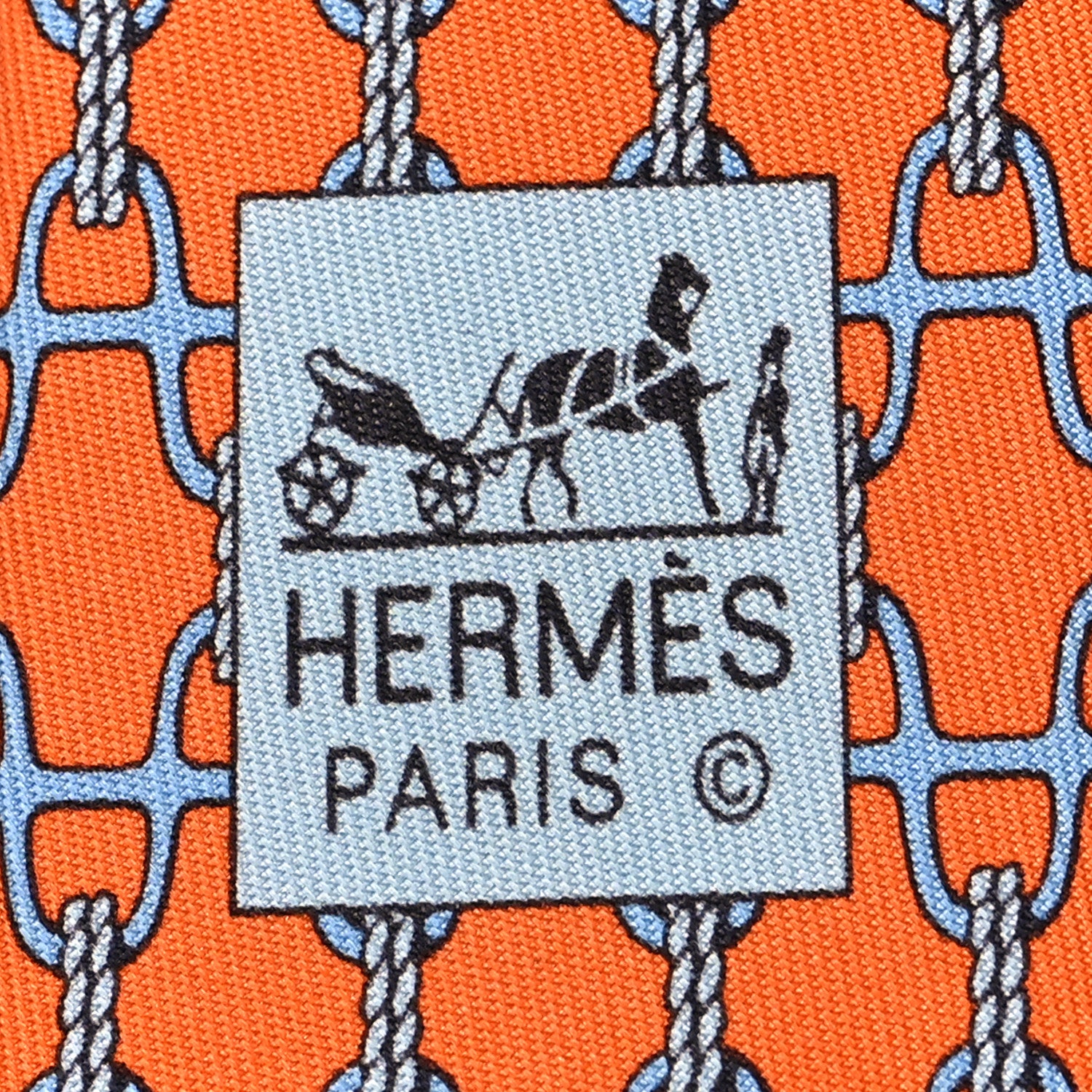Hermes Printed Silk Mens Neck Tie Orange 3 of 5