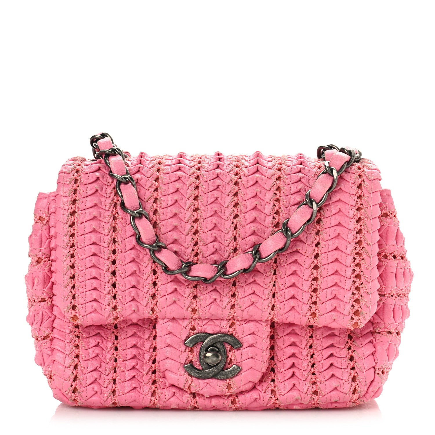 Chanel Lambskin Crochet Embroidered Mini Flap Pink 1 of 8