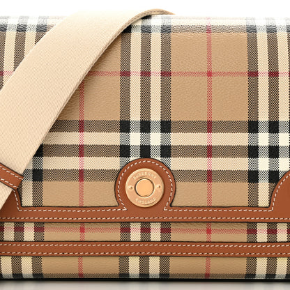 Burberry Coated Canvas Calfskin Vintage Check Medium Note Crossbody Bag Briar Brown 8 of 10