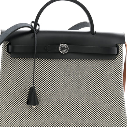 Hermes Vache Hunter Criss Viking Laque Horseshoe Herbag Zip Retourne 31 PM Ecru Black 9 of 12