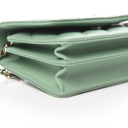 Chanel Lambskin Quilted Mini Wallet On Chain WOC Green 9 of 11