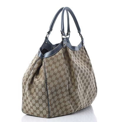 Gucci Monogram Large Sukey Tote Metallic Blue 3 of 12