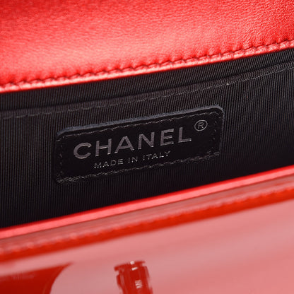 Chanel Metallic Patent Calfskin Quilted Small Boy Flap Red 6 of 8