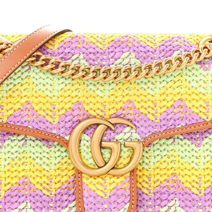 Gucci Calfskin Raffia Woven Small GG Marmont Shoulder Bag Multicolor 8 of 10