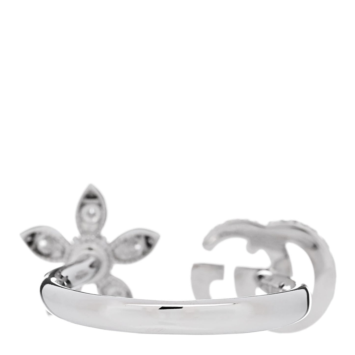 18K White Gold Diamond Flora GG Open Ring 51 5.75