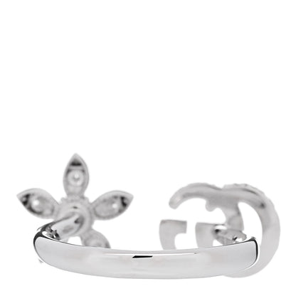 Gucci 18K White Gold Diamond Flora GG Open Ring 51 5.75 4 of 6