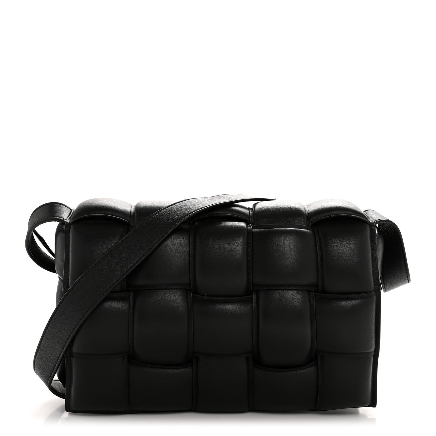 Nappa Maxi Intreccio Padded Cassette Crossbody Bag Black