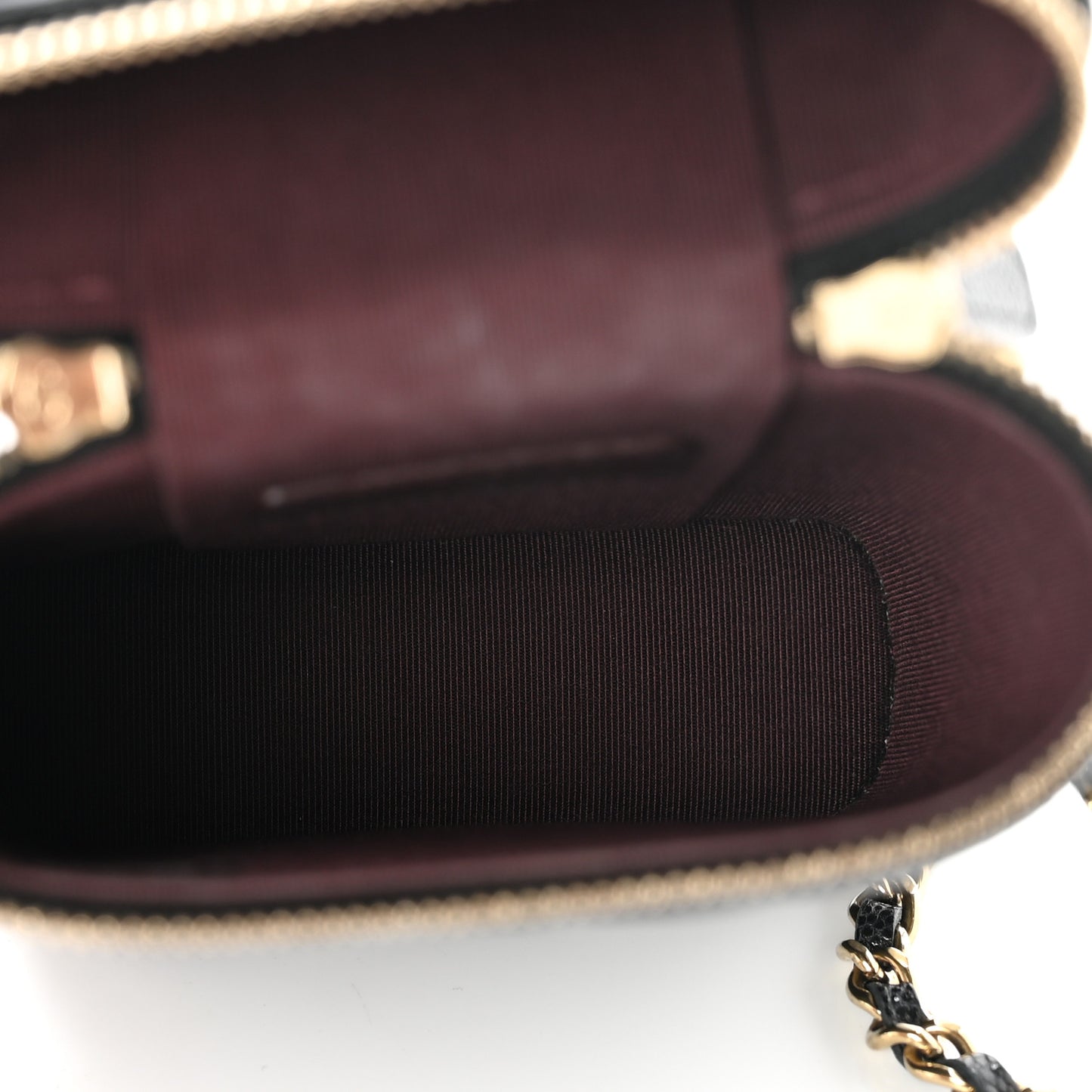 Caviar Quilted Phone Holder With Chain Black