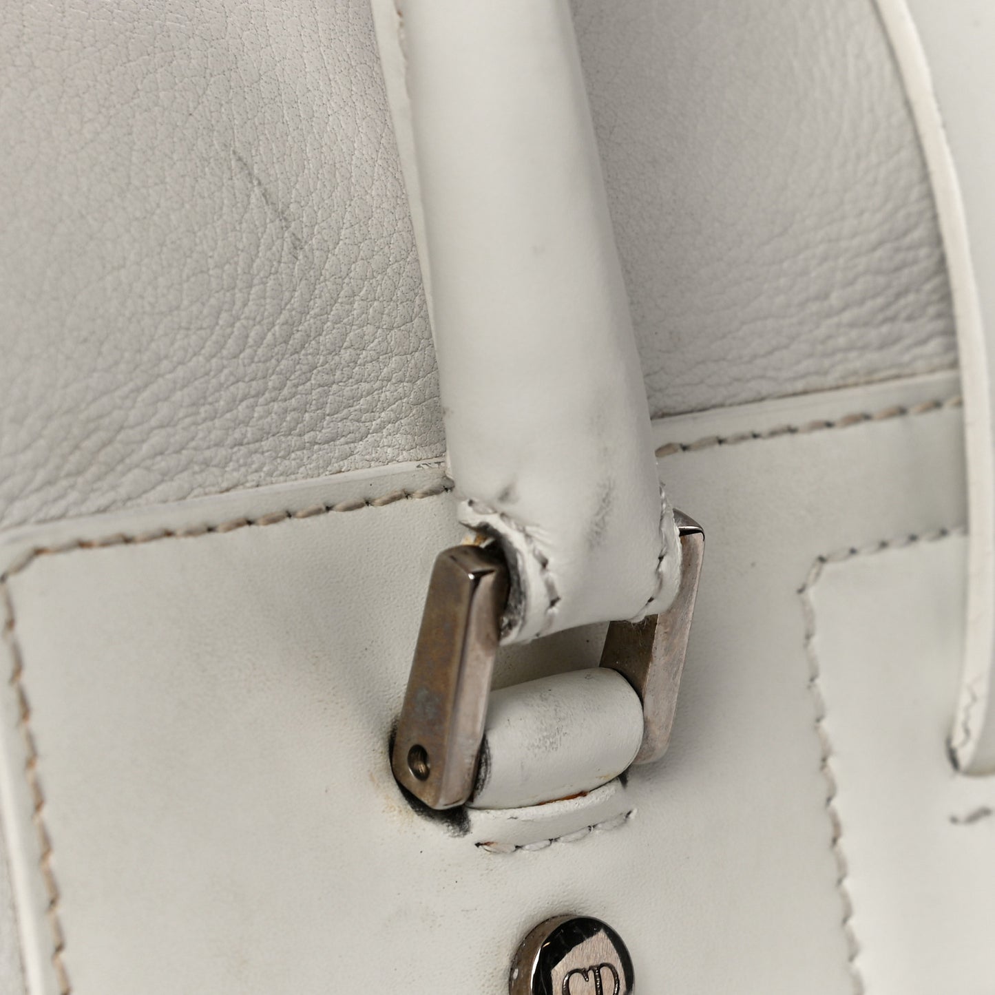 Grained Calfskin Street Chic Top Handle Bag White